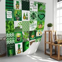 1pc/4pcs St. Patrick's Day Themed Bathroom Set, St. Patrick's Day Leprechaun/Clover/Plaid Shower Curtain Set, Bathroom Divider Curtain With Hooks, Anti-Slip Bathroom Mat Carpet, U-Shaped Toilet Mat, Toilet Seat Cover, Holiday Party Home Bathroom Accessories 4-Piece Curtain Set - Multicolor - View 30