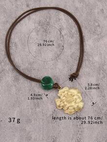 1pc Fashionable Minimalist Creative Cross Resin Inlaid Necklace, Personalized Brown Wax Rope Long Chain Necklace, Gift For Girlfriend, Boyfriend, Mother, Loved Ones, Festival Accessory - Cross - View 9