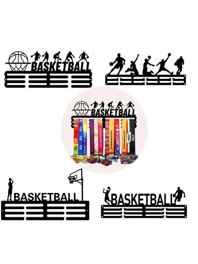 1 pièce Porte-médaille de joueur de basket-ball en or/argent, étagère murale de rangement en métal, cadeau pour les fans de sports