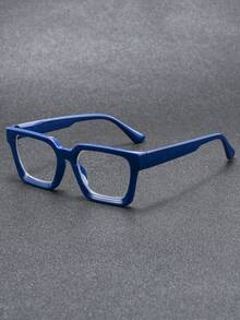 男士时尚老花镜，新款经典复古方形镜框，个性化拼接设计，休闲百搭，舒适护眼，适合日常佩戴、电脑使用、阅读，100-400度可选 - 透明 - 查看 4