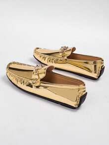 2026Men's Loafers, Casual Driving Shoes, Soft Leather, Soft Sole, Versatile Slip-On Shoes, Comfortable And Easy-To-Match Flat Shoes - Vàng - Xem 3
