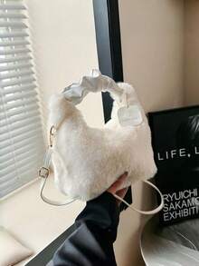 1 Piece Fairy 毛绒包手提包女时尚单肩斜挎包秋冬毛绒包百搭网红信封吊牌包，时尚毛绒手提包，女士毛绒斜挎包，圣诞礼物 - 彩色 - 查看 16