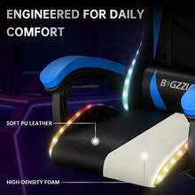 GartistGo Ergonomic Gaming Chair With LED Lighting Effects, Height-Adjustable Backrest, With Lumbar Support And Headrest - Blue - View 8