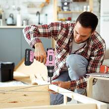 Cute Cordless Drill Set For Women Girls With LED Light 30N Torque 21+1 Settings 3/8" Keyless Chuck Includes Drill Bits Battery Charger Perfect For DIY Home Craft Projects Winter Gifts - 珊瑚粉 - 查看 7