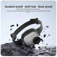 适用于 Insta360 GO Ultra 的腕带和硅胶保护套（1 件），多功能掌带，自行车固定带，背包夹，也适用于小型/中型宠物相机项圈，黑白两色可选，运动旅行 Vlog 配件，操作简便，轻巧便携，全面保护相机，旅行摄影必备配件，可调节 - 均碼 - 查看 4