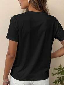 T-shirt décontracté à manches courtes et col rond pour femmes