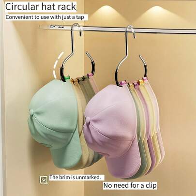 Multifunctional Round Clothes Hanger With Hooks, Can Hang Baseball Caps, Scarves, Camisole Dresses, Bags, Jackets, Belts And Lingerie, Space-Saving For Home Closet, Dorm Or Display Rack. Portable Clothes Hanger Hooks.