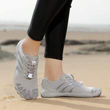 Women's Quick Dry Aqua Shoes - Unisex Breathable Barefoot Five Fingers Water Shoes, Comfortable Lightweight Anti-Cut Water Sports Shoes For Indoor Fitness, Weightlifting, Yoga And Outdoor Activities, Beach, Swimming, Surfing And Hiking - Full Sole Coverage, Lace-Up Closure, Suitable For All Seasons, Beach Vacation Enthusiasts - Available Colors: Black/Grey/White/Khaki - Grey - View 5