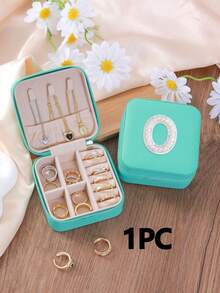 1 cutie de bijuterii cu perle albe, cutie de bijuterii de călătorie, cutie de bijuterii, cutie de machiaj, cutie de depozitare, cadou personalizat - cutie de bijuterii de călătorie roz, cadou de ziua de naștere pentru femei, cadou de Crăciun pentru adolescente, cutie de bijuterii de călătorie cu litere AZ