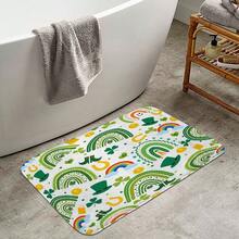 1pc/4pcs St. Patrick's Day Rainbow Lucky Element Shower Curtain Set, Includes Leprechaun, Hat, Beer, Clover, Gold Pot Elements Shower Curtain Set, Bathroom Divider Shower Curtain With Hooks, Anti-Slip Bathroom Mat Carpet, U-Shaped Toilet Mat, Toilet Seat Cover, Holiday Party Home Bathroom Accessories 4-Piece Shower Curtain Set - Multicolor - View 4