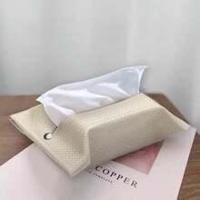 Lumbor37 Soporte para Caja de Pa?uelos, Caja de Pa?uelos con Textura de Cuero Portapa?uelos de Papel para Coar en la Parte Trasera del Asiento del Coche, Dispensador de Pa?uelitos de Efecto Cuero - albaricoque - Ver 5