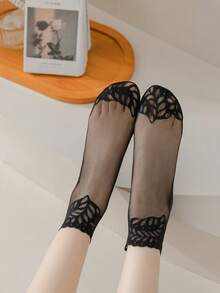5 Pairs Fashion Flower Mesh Lace Socks Thin Invisible Transparent Tulle Socks Breathable Hosiery Tube Socks Women - Multicolor - View 13