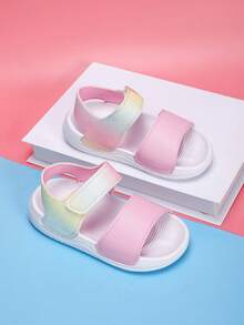 1双儿童时尚可调节拖鞋，防滑、轻便、透气，适合室内、室外、休闲穿着，平底凉鞋 - 粉色 - 查看 5