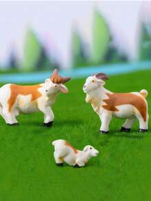 3PCS/4PCS Moss Sheep Figurines, Faux Farm Animal Micro Landscape Doll Set For DIY Garden Decoration, Desktop Ornaments, Pot Plants And Lunar New Year 2025 Festive Home Styling - Multicolor - View 8