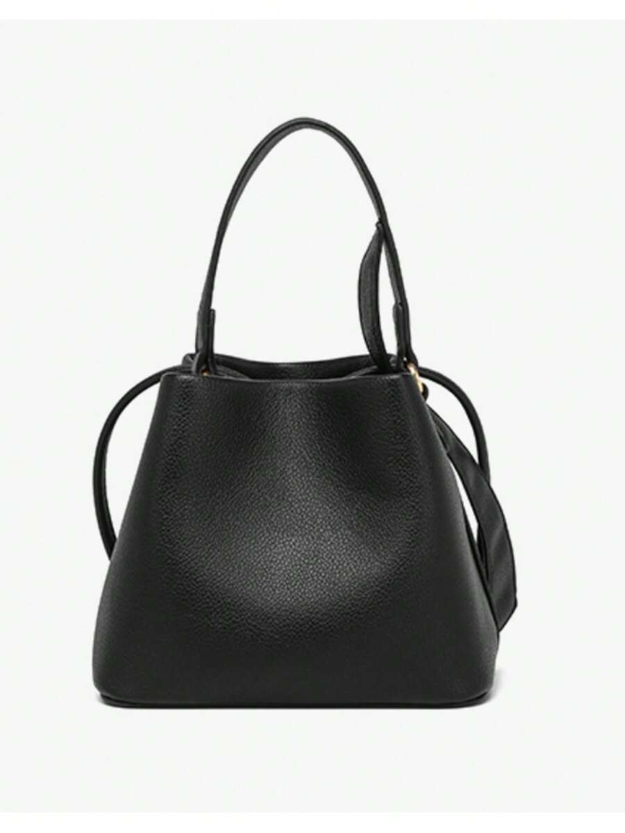 2025 Spring/Summer New Women's Diagonal Shoulder Bag, Fashion Handbag With High-End Vibe, Versatile Summer Bucket Bag, Minimalist Large Capacity Commuter Shoulder Tote - Black - View 1