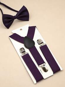 一套Y型背带和领结，男女童均适用，儿童背带裤和领结的理想组合 - 均碼 - 查看 3