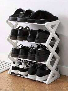 1pc-4-Layer Plastic Material X-Shaped Dustproof Shoe Rack, Which Saves Space And Is Easy To Assemble, Is An Ideal Choice For Families And Kitchens, Shoe Rack Storage, Modern Shoe Rack, Shoe Rack Storage Organizer, Living Room Shoe Rack And Home Decoration. - Multicolor - View 2
