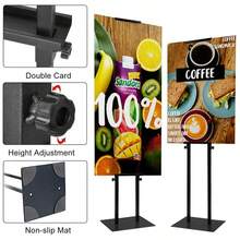 Poster Stand Floor Standing Sign Holder 71" Adjustable Height Double-Sided - Black - View 6
