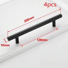 1个/4个黑色金色橱柜把手拉手拉手拉丝不锈钢厨房橱柜门把手家具抽屉拉手五金拉手T型把手 - 黑色 - 查看 11
