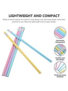Macaroon Triangle Pencil Bright Basswood With Rubber Pencil Sketch Painting Learning Stationery. - Multicolor - View 7