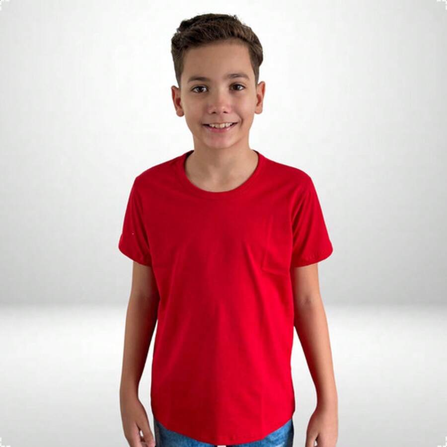Girls' Short-Sleeve T-Shirt, 100% Cotton - Red P - View 1