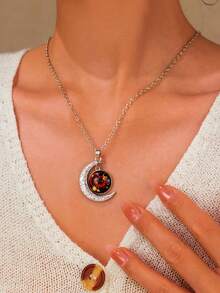 1 件 - 12 件复古夜光月亮 12 星座吊坠项链、派对生日礼物和日常佩戴 - 銀色 - 查看 2