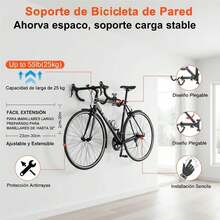 Set de 2 Porta Bicicleta, Porta Bicicleta Auto y Pared, Extensible, con Correas para Ruedas, Llave Sencilla, Metal + Espuma de 8mm, Color Negro - Negro - Ver 2