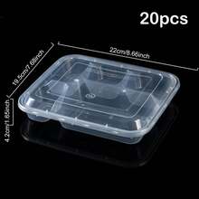 10/20个装可重复使用带盖餐盒，方便外带食物，塑料材质，坚固防漏，适用于微波炉、冰箱和洗碗机。 - 彩色 - 查看 20