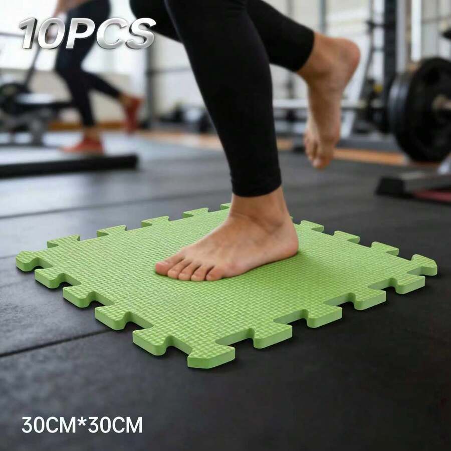 10 piezas de juego de alfombras interconectables de espuma EVA de alta densidad, negro - Protección duradera y gruesa para el suelo de gimnasio y fitness para ejercicios en casa, yoga, entrenamiento corporal, protección del suelo de gimnasio,Alfombras interconectables,Superficie duradera para ejercicios, accesorios de gimnasio