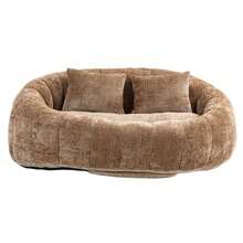 Chenille Lazy Sofa, 2 Seat Bean Bag Sofa Chair, Durable Soft Comfort Recliner, Lazy Loveseat Sofa Bed, Includes 2 Pillows, Indoor/Outdoor Use, No Assembly Required, Suitable For Living Room, Bedroom, Dormitory And Apartment(Coffee) - 咖啡棕 - 查看 7