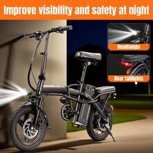 Electric Bike For Adults Teens, Commuter City Folding Ebike With 560W Motor And 48V Battery, 18-24MPH 3-Level Pedals Assist, Dual Disc Brakes,14" Compact Foldable Electric Bicycle . - T5 - 查看 3