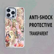 Estuche para teléfono con patrón de corazón sagrado Compatible con estuches para teléfonos   17  16 Pro Max  15 Pro Max  13 y  12 Estuche para teléfono transparente de TPU a prueba de golpes Resistente al agua y a los arañazos Un regalo significativo para familiares, amigos, seres queridos, novios/novias y para Navidad - transparente - Ver 3