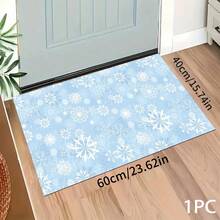 1pc Christmas Snowflake Pattern Floor Mat, Kitchen Floor Protective Pad, Comfortable Standing Mat, Living Room Bedroom Bathroom Laundry Office Area Rug, Home Decor Indoor
