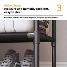 1 szt. Nowoczesny wielofunkcyjny metalowy wieszak na ubrania z półką na buty – wolnostojący organizer do przechowywania ubrań, odpowiedni do sypialni, biura i przedpokoju