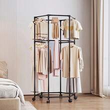 Coat Racks,Clothes Drying Rack With Wheels, Space-Saving Clothesline Home,Sturdy Metal Construction,Balcony, Living Room - White - View 3