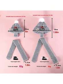 柔软弹力针织狗帽，带绒球装饰和耳孔 - 适合中大型宠物（例如金毛寻回犬、拉布拉多犬、萨摩耶犬、哈士奇犬、阿拉斯加雪橇犬等）的舒适冬季保暖帽 - 宠物保暖服装及配饰，送给爱狗人士的绝佳新年礼物