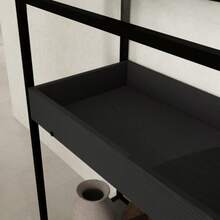 HOMCOM Console Table With 2 Shelves, Entryway Table With Glass Top, Shoe Rack, Steel, Black, 100 X 30 X 78 Cm - Black - View 8