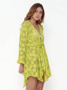 SAIDA DE BICO RENDA DETALHE DAS FLORES - Amarelo - Visão 5