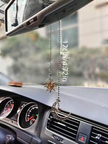 Handmade Charming Decorative Sun & Moon Rearview Mirror Accessories, Lovely & Beautiful Car Accessories For Women