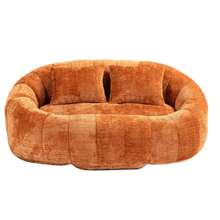 Chenille Lazy Sofa, 2 Seat Bean Bag Sofa Chair, Durable Soft Comfort Recliner, Lazy Loveseat Sofa Bed, Includes 2 Pillows, Indoor/Outdoor Use, No Assembly Required, Suitable For Living Room, Bedroom, Dormitory And Apartment(Orange) - 橘色 - 查看 7