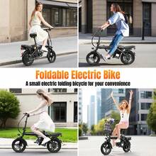 Electric Bike For Adults Teens, Commuter City Folding Ebike With 560W Motor And 48V Battery, 18-24MPH 3-Level Pedals Assist, Dual Disc Brakes,14" Compact Foldable Electric Bicycle . - T5 - 查看 4