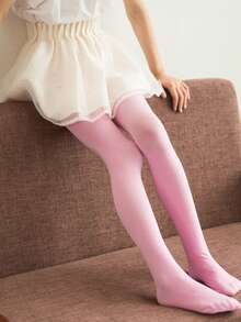 1 双女童芭蕾舞紧身裤，薄款连裤袜，弹性粉色，适合儿童，春夏