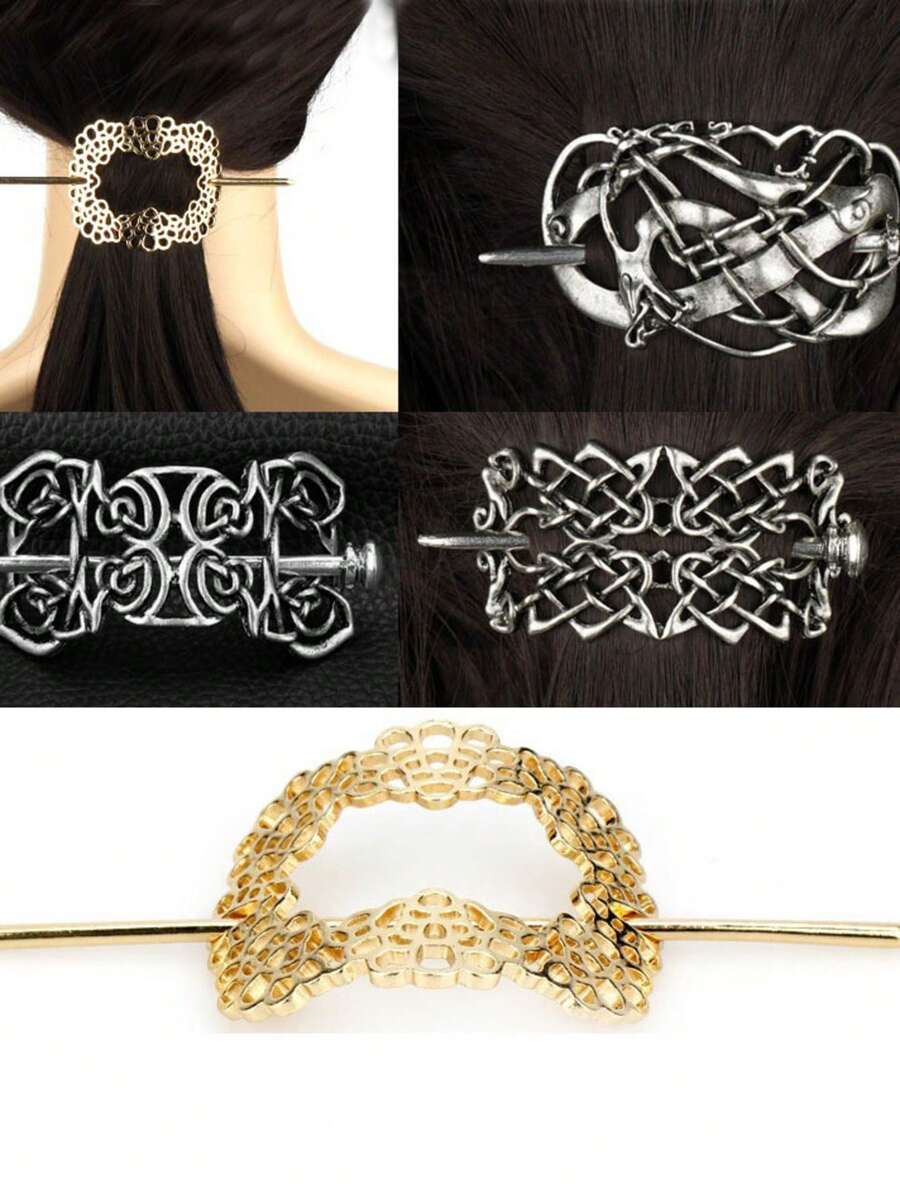 Women Celtic Hair Slide Hairpins Viking Celtic Hair Clips Celtic Knot Hair Stick Metal Hair Barrette Hair Pin Retro Hair Accessories, Bun Extension, Hair Styling Pins - Multicolor - View 1