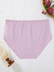 6 piezas Bragas de algodón de talla grande de unicolor, elegantes y cómodas de cintura alta - Multicolor - Ver 7