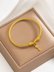 1PC Gold/Silver Key Pendant Bracelet | Waterproof Non-Tarnish Stackable Jewelry - Bracelet - View 4