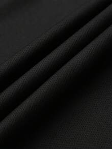 男士拼色四分之一鈕扣 Polo 衫，休閒週末 T-shirt，經典版型夏季運動上衣 - 黑色 - 查看 11