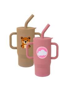 210ml Baby Silicone Sippy Cup, Anti-Leak Anti-Drop, Toddler Water Training Cup With Cute Pattern Straw, Detachable & Easy To Clean, Recommended As Christmas & New Year Holiday Gift - Multicolor - View 15