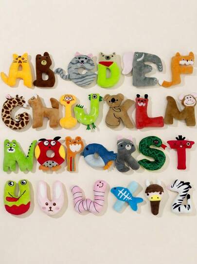 PETSIN 1 件字母声音玩具、宠物声音玩具、猫玩具、狗玩具、26 个英文字母、BB 呼叫声音玩具、可爱字母形状、磨牙洁牙宠物玩具、猫玩具、狗玩具、宠物用品