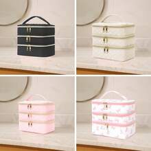 1-Piece Large Capacity Three-Layer Travel Cosmetic Bag, Multi-Function Separated Storage Bag, Travel Classification Storage Bag, Skin Care Product Storage Bag, Nail Polish Product Storage Box, Portable Handbag, Sanitary And Toiletries Storage And Sorting Bag, Household Products Classification Packaging Box, Travel Necessities, Fashionable Color And Style, Suitable For Travel And Family Use, Gifts For Family, Friends And Loved Ones - 彩色 - 查看 7