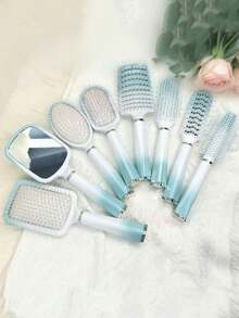 1 件装，清新绿白渐变美发梳，气囊按摩梳，带镜子的卷发梳，气垫直发梳 - 彩色 - 查看 1